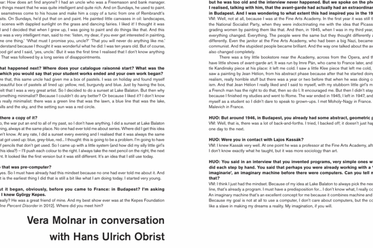 Vera Molnar in conversation with Hans Ulrich Obrist